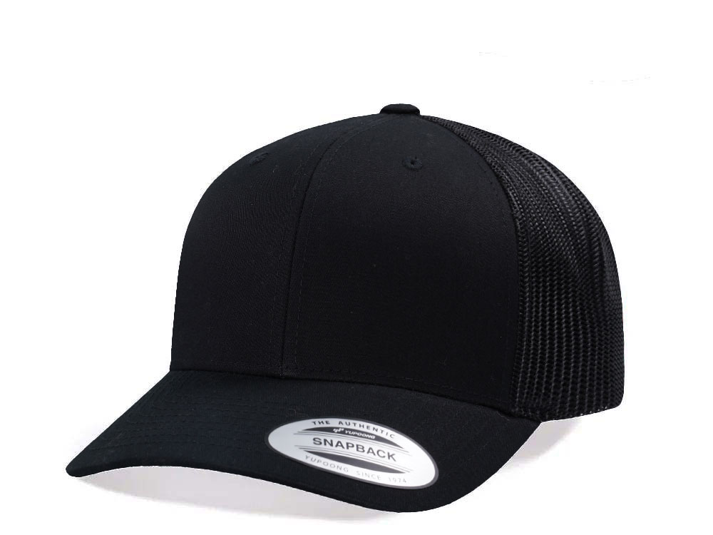 Yupoong Basic Black Retro Trucker Snapback  Gorra