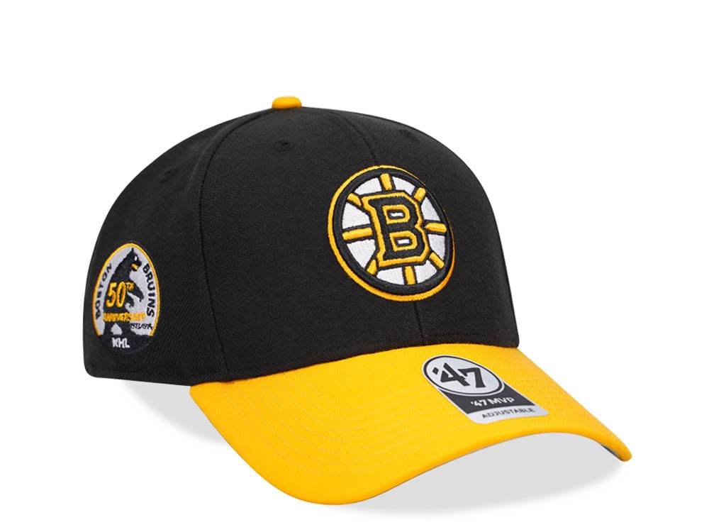 47Brand Boston Bruins Vntage Black and Yellow Sure Shot MVP Snapback Gorra