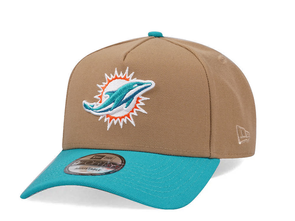 New Era Miami Dolphins Khaki Two Tone Edition 9Forty A Frame Snapback Gorra