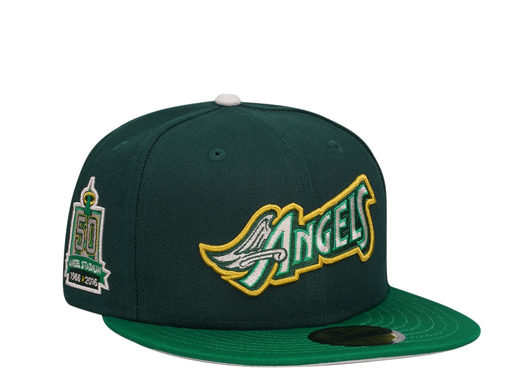 New Era Anaheim Angels 50th Anniversary Angel Stadium Sneaky Green Two Tone Edition 59Fifty Fitted Gorra