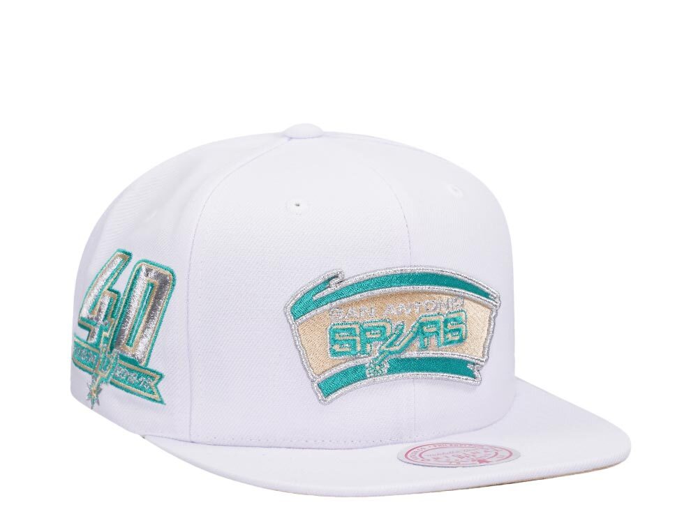 Mitchell & Ness San Antonio Spurs 40th Anniversary Winter White Hardwood Classic Snapback Gorra