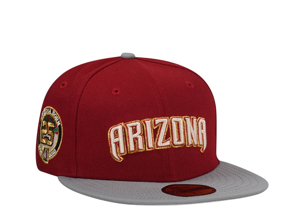 New Era Arizona Diamondbacks 25th Anniversary Maroon Gold Two Tone Edition 59Fifty Fitted Gorra