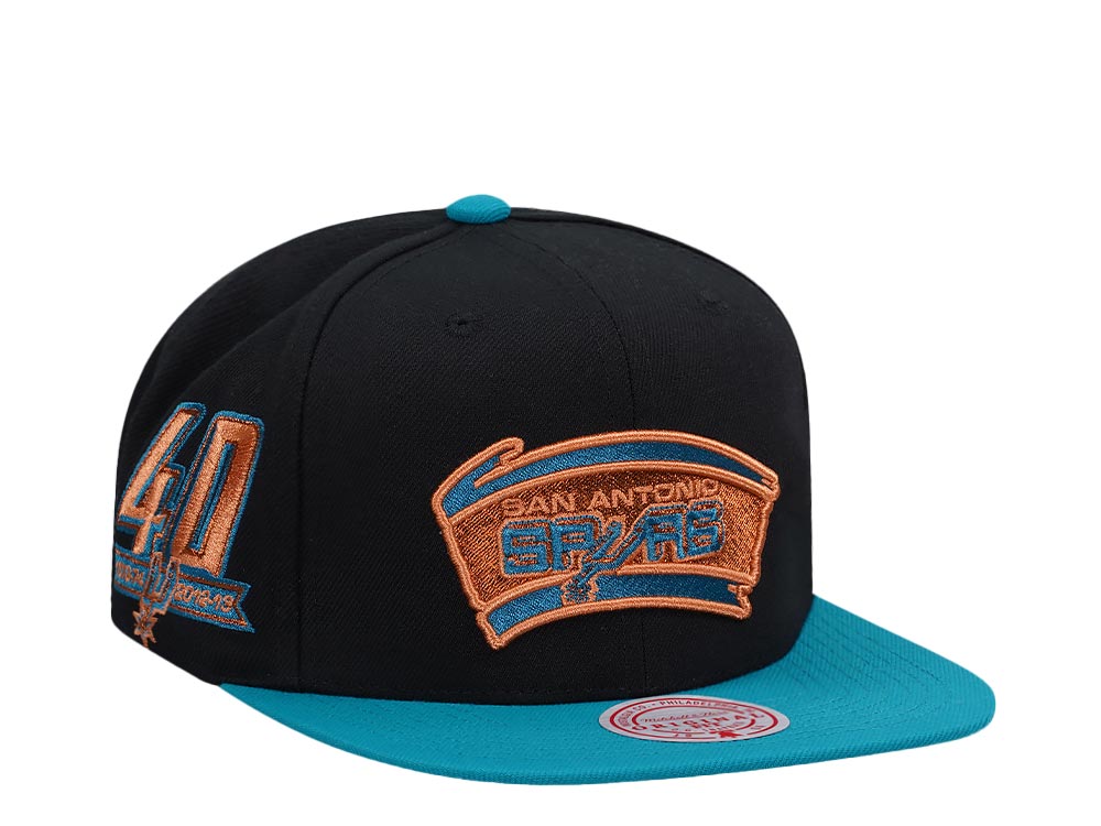 Mitchell & Ness San Antonio Spurs 40th Anniversary Make Cents Black Two Tone Hardwood Classic Snapback Gorra