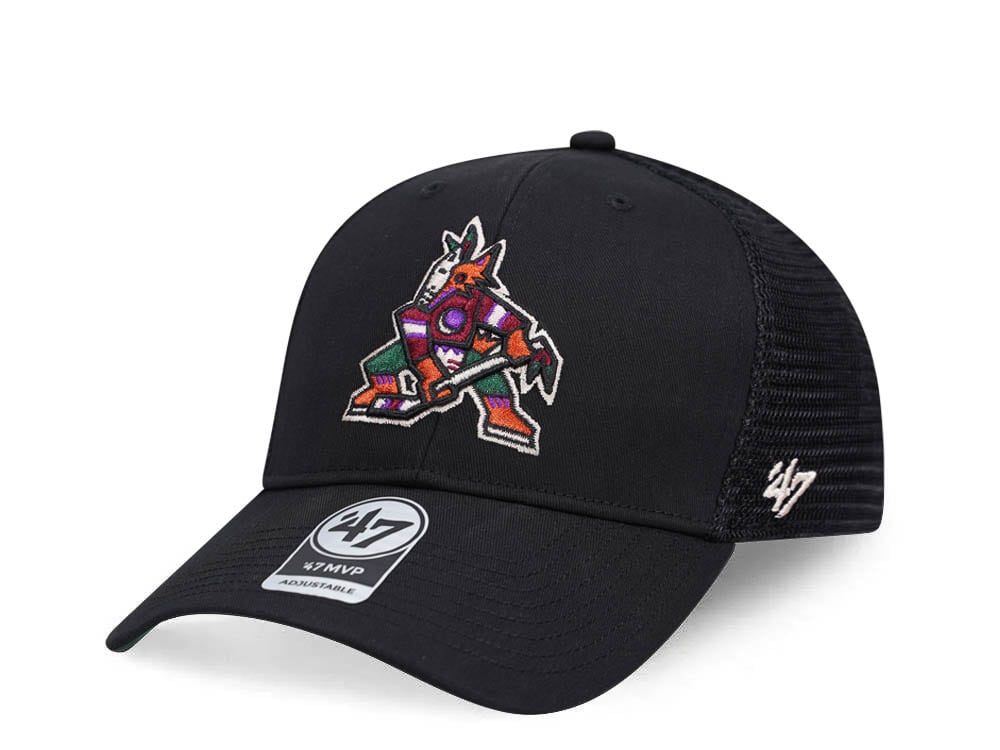 47Brand Arizona Coyotes Black Branson Mesh MVP Trucker Snapback Gorra