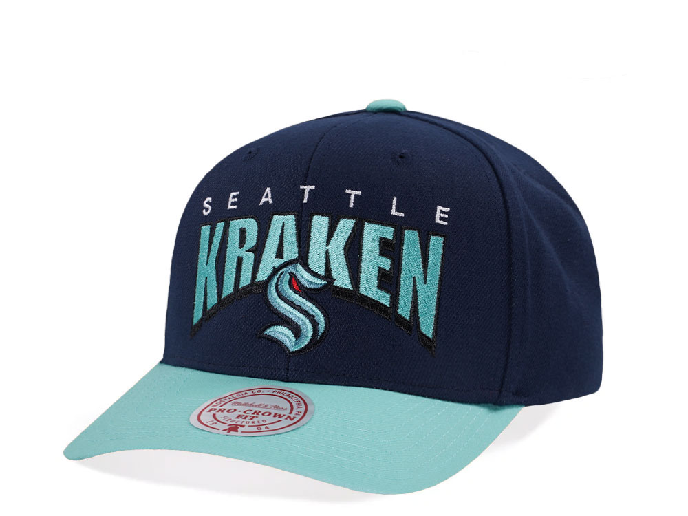 Mitchell & Ness Seattle Kraken Pro Crown Fit Navy Snapback Gorra