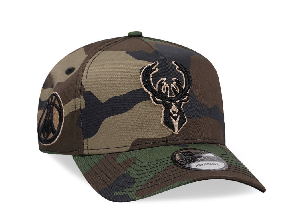 New Era Milwaukee Bucks Camo Gold Edition 9Forty A Frame Snapback Gorra