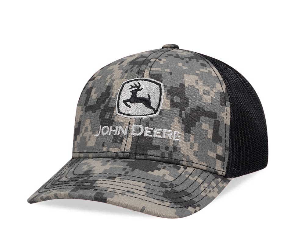 John Deere Digi Twill Mesh Logo Camouflage Black Trucker Snapback Gorra