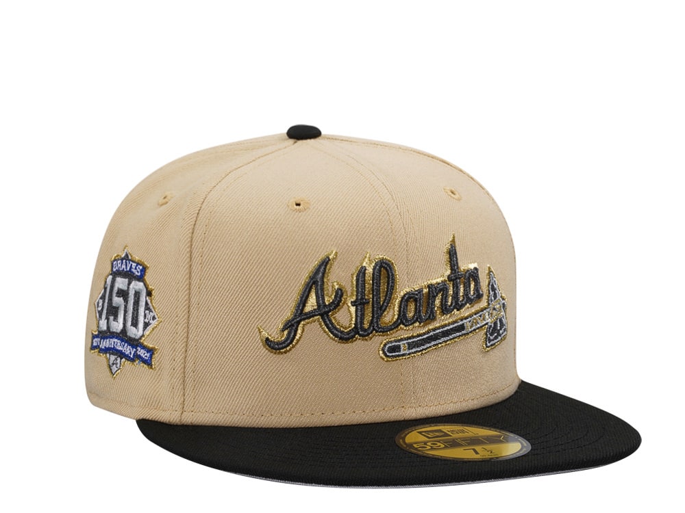 New Era Atlanta Braves 150th Anniversary Vegas Gold Metallic Two Tone Edition 59Fifty Fitted Gorra