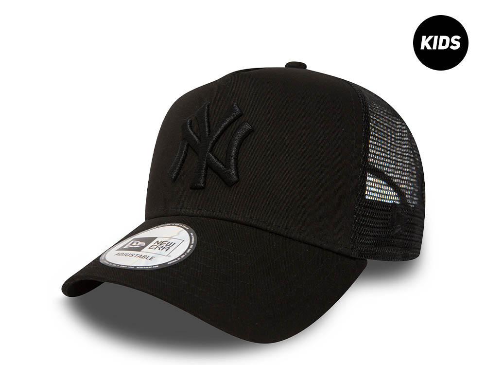 New Era New York Yankees Black and Black A Frame Trucker Kids 9Forty Strapback Gorra