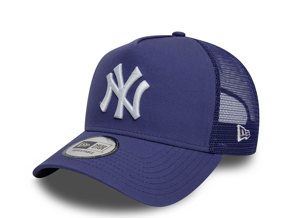 New Era New York Yankees League Essential Purple 9Forty A Frame Trucker Snapback Gorra