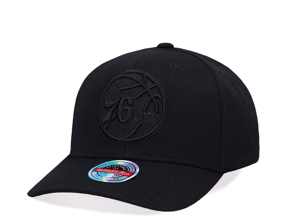 Mitchell & Ness Philadelphia 76ers Black On Black Logo Classic Red Snapback Gorra