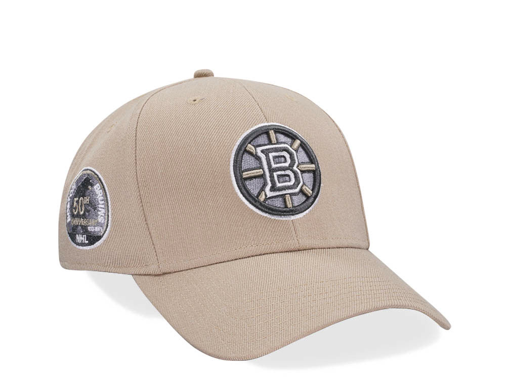 47Brand Boston Bruins 50th Anniversary Vintage Khaki Sure Shot MVP Snapback Gorra