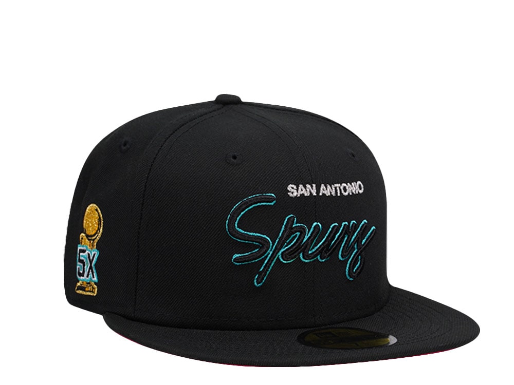 New Era San Antonio Spurs Black Script Champions Edition 59Fifty Fitted Gorra