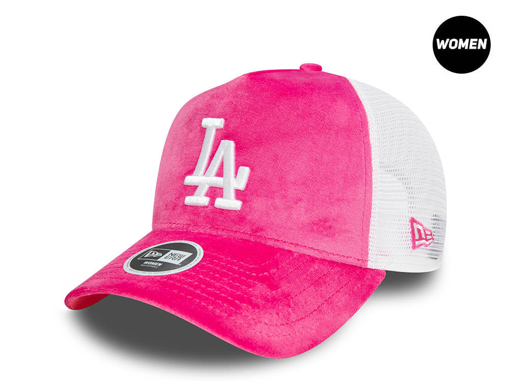 New Era Los Angeles Dodgers Pink Velour Womens Trucker Snapback Gorra