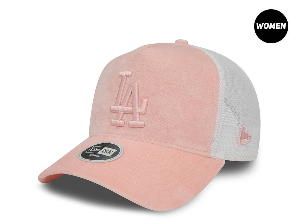 New Era Los Angeles Dodgers Velour Pink Womens Trucker Snapback Gorra