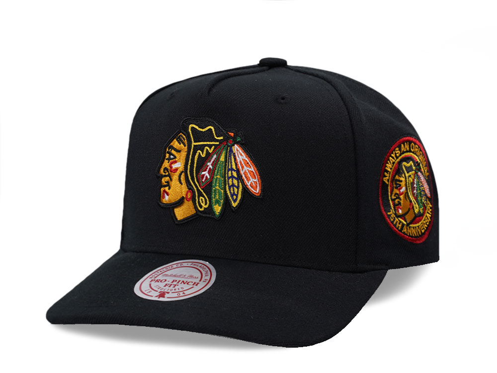 Mitchell & Ness Chicago Blackhawks 75th Anniversary Pro Pinch A Frame Snapback Gora