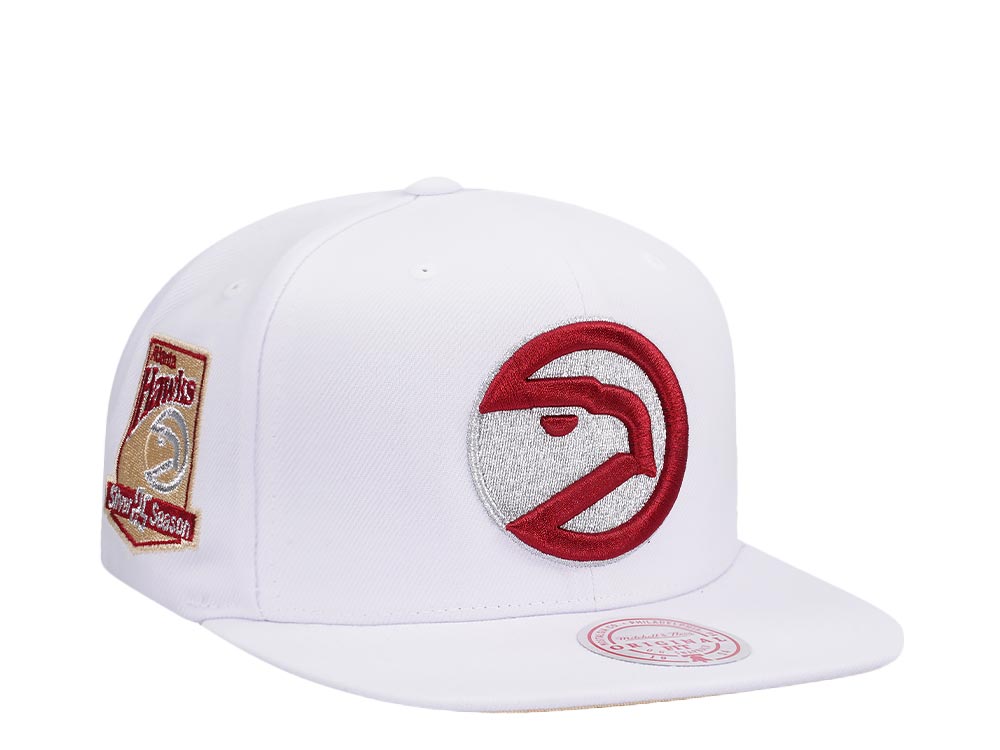 Mitchell & Ness Atlanta Hawks 25th Anniversary Winter White Hardwood Classic Snapback Gorra