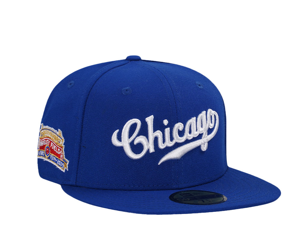 New Era Chicago Cubs 100 Years Wrigley Field Royal Script  Edition 59Fifty Fitted Gorra