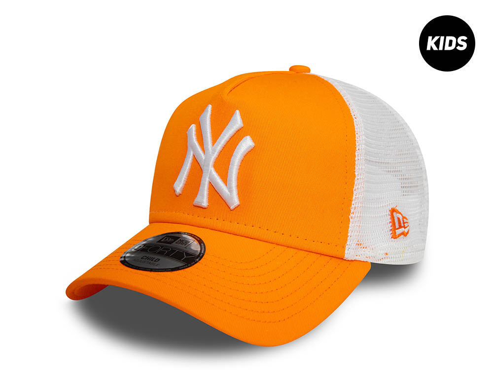 New Era New York Yankees League Essential Orange Kids 9Forty A Frame Trucker Snapback Gorra