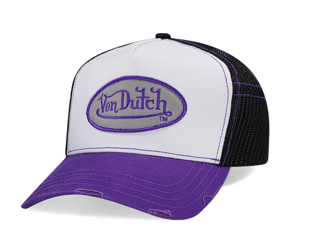 Von Dutch White Purple Two Tone Edition Trucker Snapback Gorra