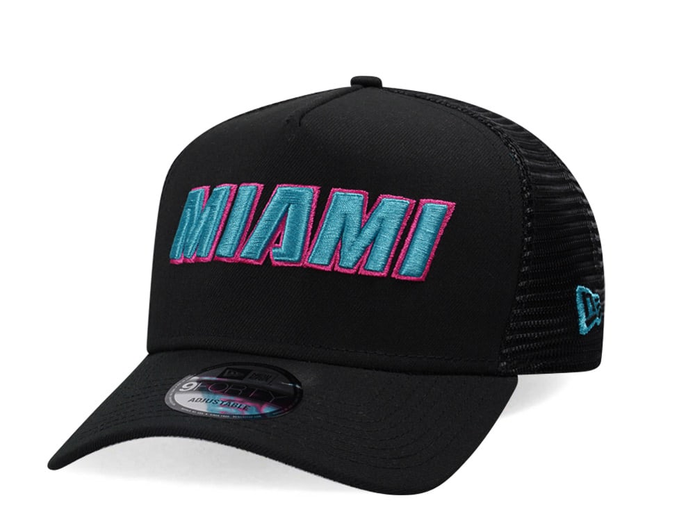 New Era Miami Heat Classic Black Trucker A Frame 9Forty Snapback Gorra