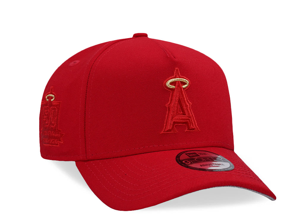 New Era Anaheim Angels Stadium 50th Anniversary All Red Edition 9Forty A Frame Snapback Gorra