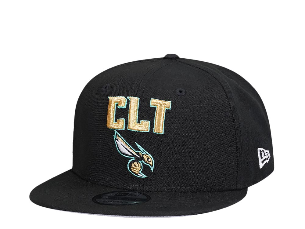 New Era Charlotte Hornets Black and Gold Prime Edition 9Fifty Snapback Gorra