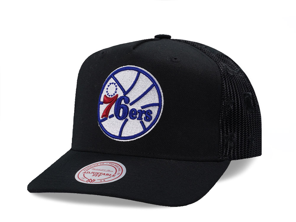 Mitchell & Ness Philadelphia 76ers Black Monogram Trucker Edition Snapback Gora