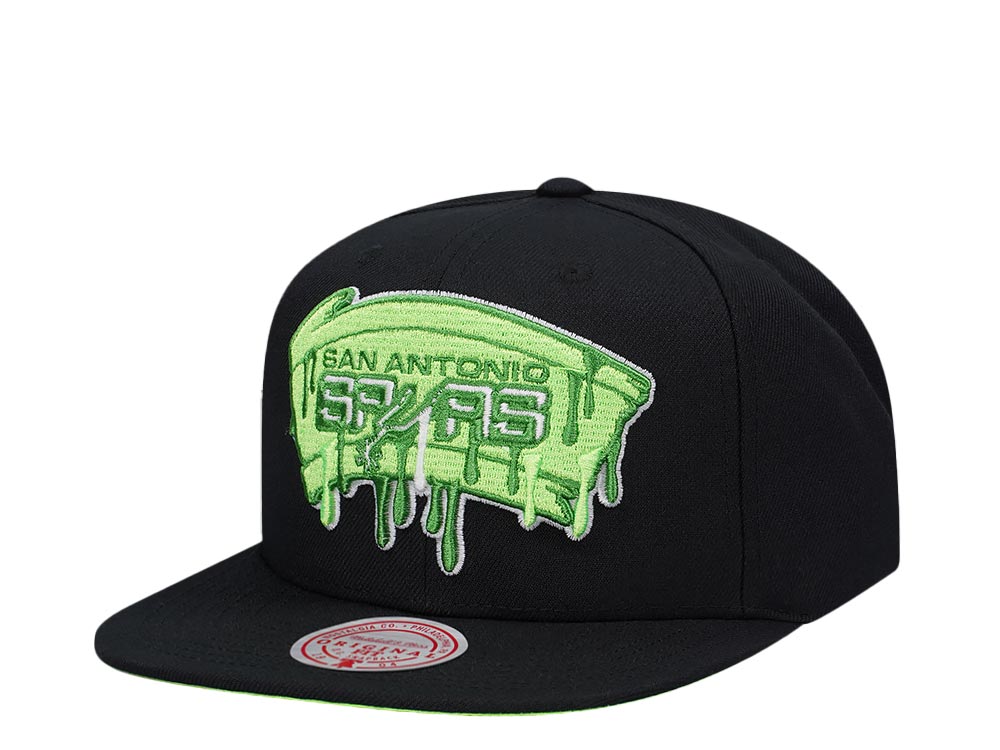 Mitchell & Ness San Antonio Spurs Slime Drip Hardwood Classic Snapback Gorra