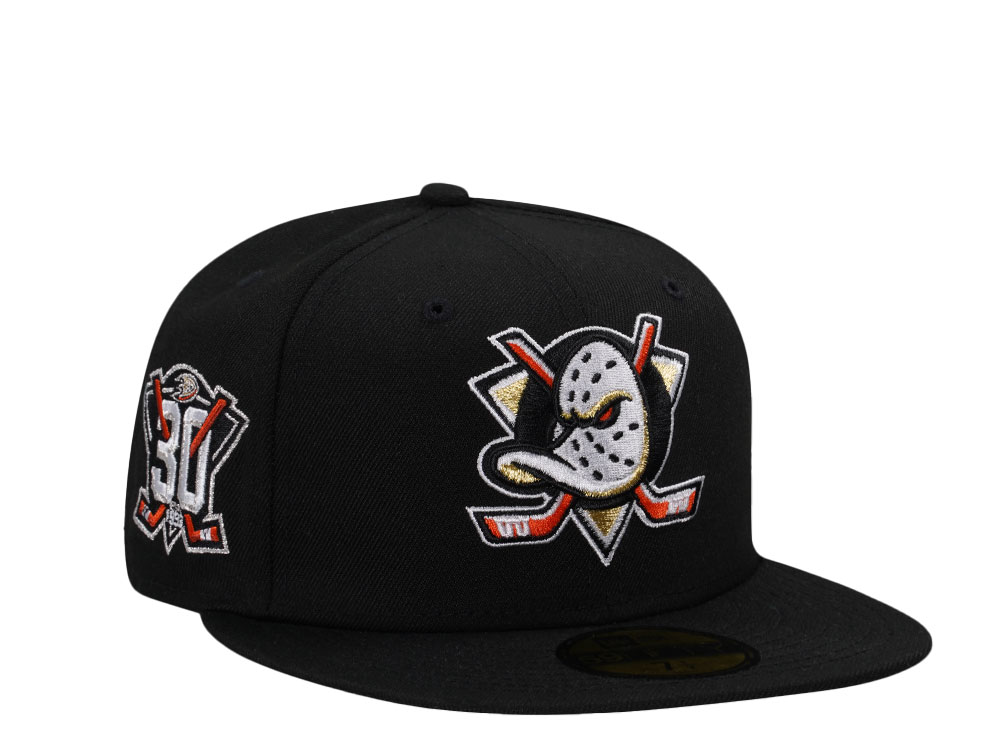 New Era Anaheim Ducks 30th Anniversary Black Prime Edition 59Fifty Fitted Gorra