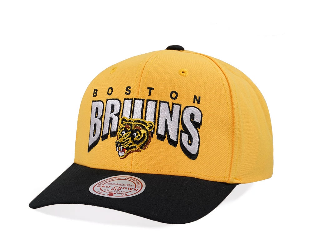 Mitchell & Ness Boston Bruins Pro Crown Fit Vintage Yellow Snapback Gorra