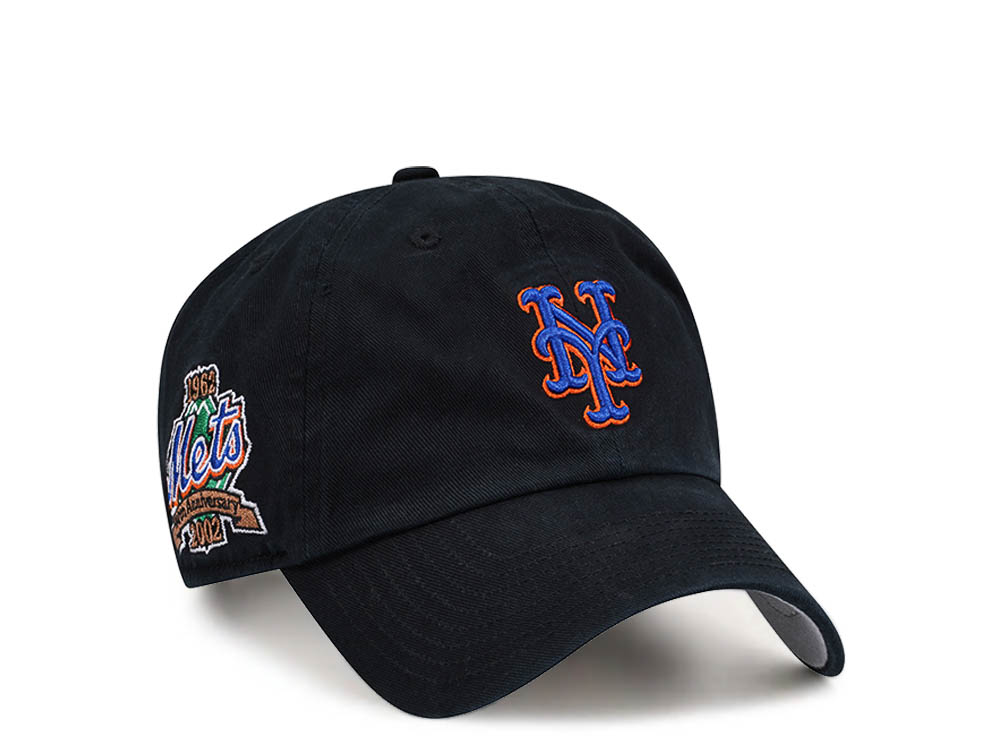 47Brand New York Mets 10th Anniversary Black Clean Up Strapback Gorra