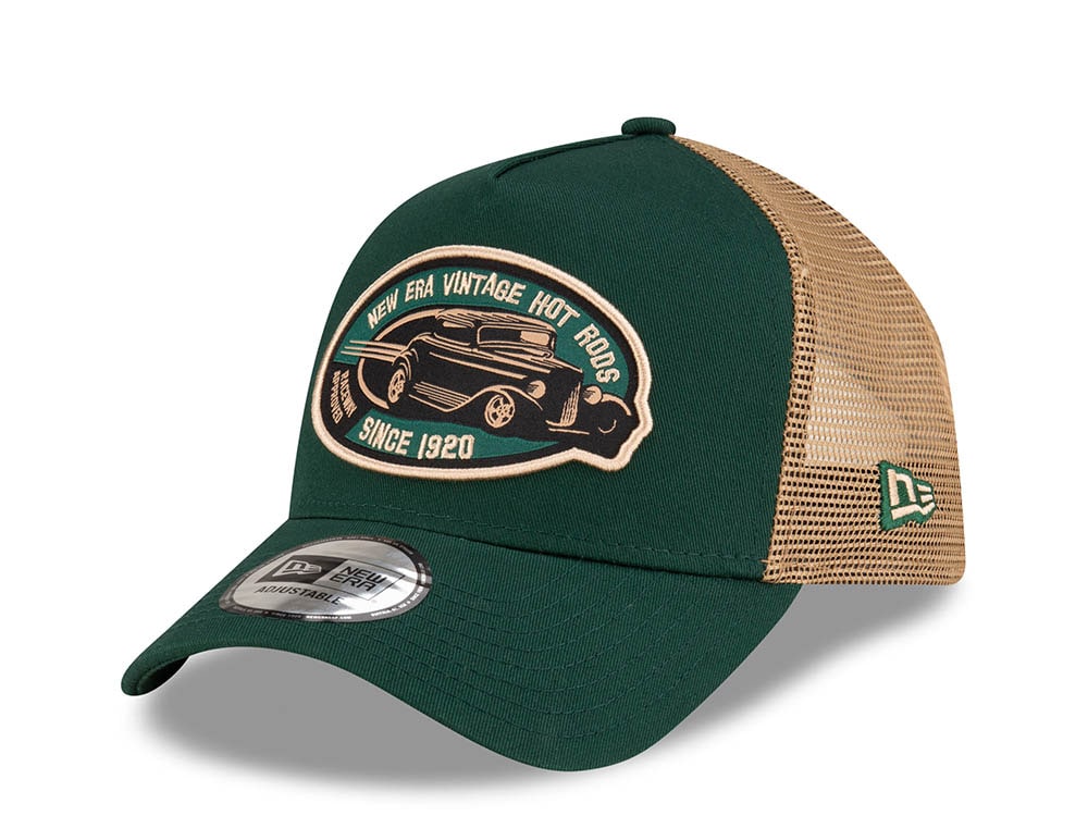 New Era Vintage Hot Rods Green 9Forty A Frame Trucker Snapback Gorra