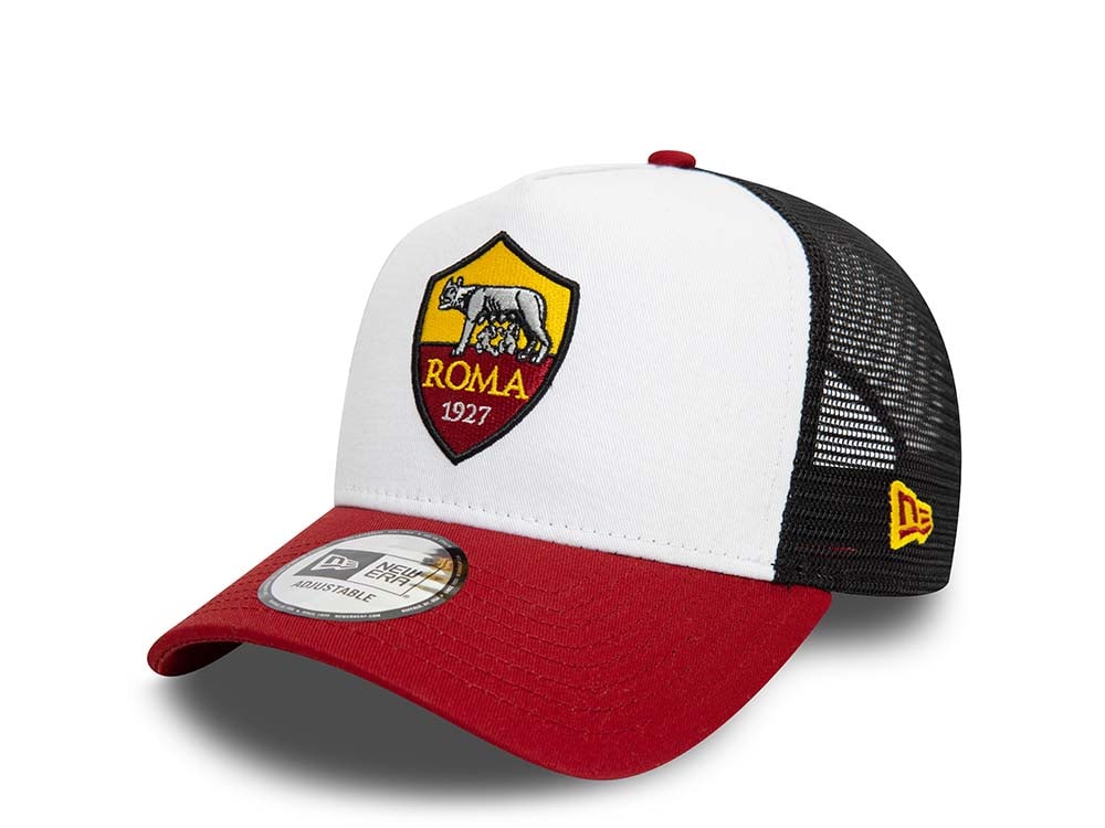 New Era AS Roma White Red A Frame Trucker Snapback Gorra