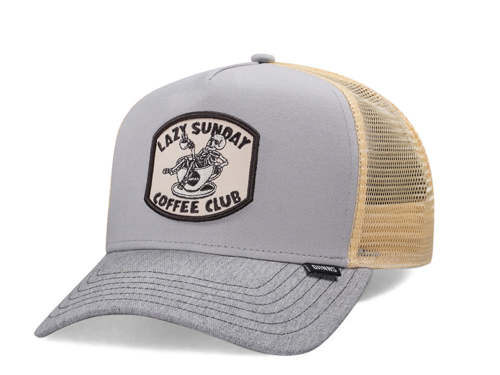 Djinns Lazy Sunday Coffee Club Gray Trucker Snapback Gorra