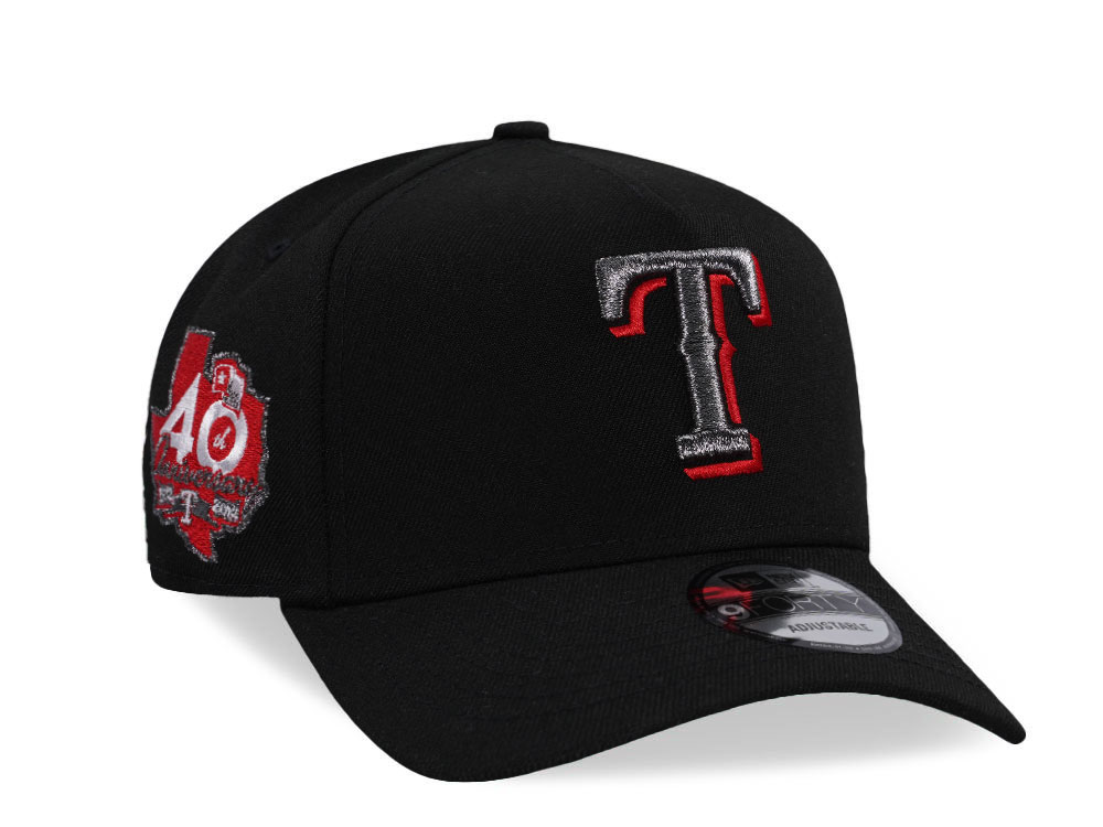 New Era Texas Rangers 40th Anniversary Black Liquid Metal Edition 9Forty A Frame Snapback Gorra