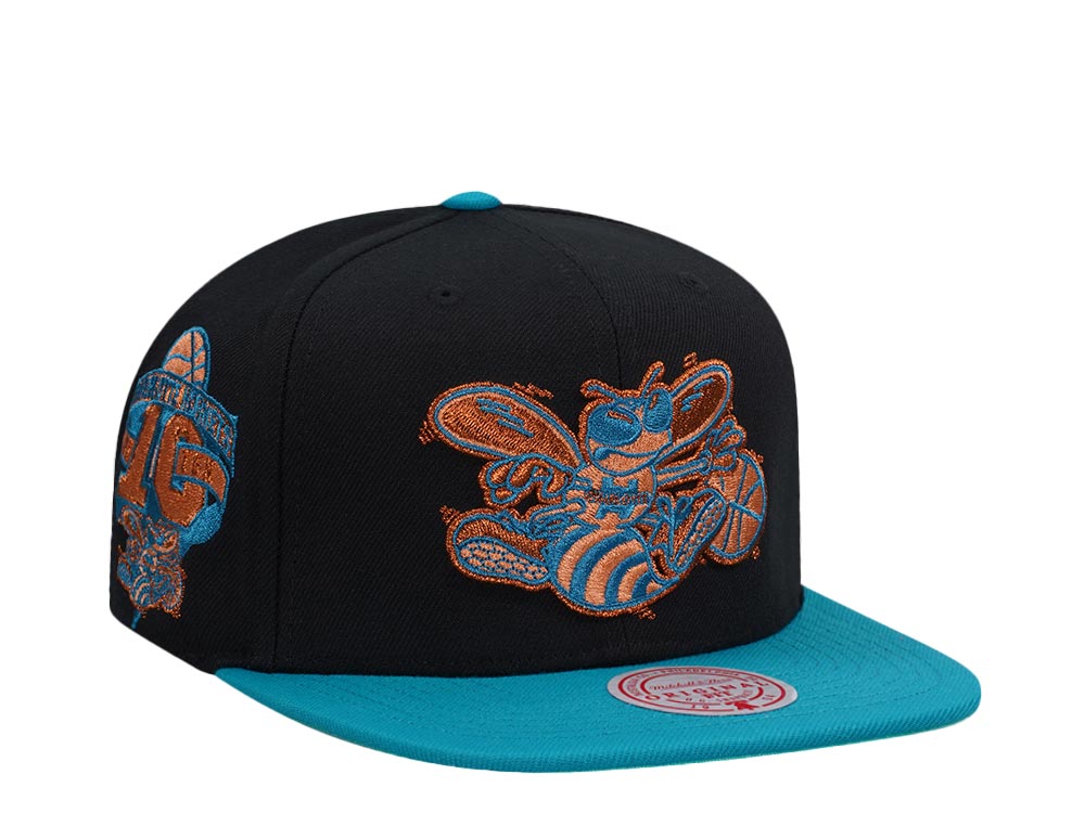 Mitchell & Ness Charlotte Hornets 10th Anniversary Make Cents Black Two Tone Hardwood Classic Snapback Gorra