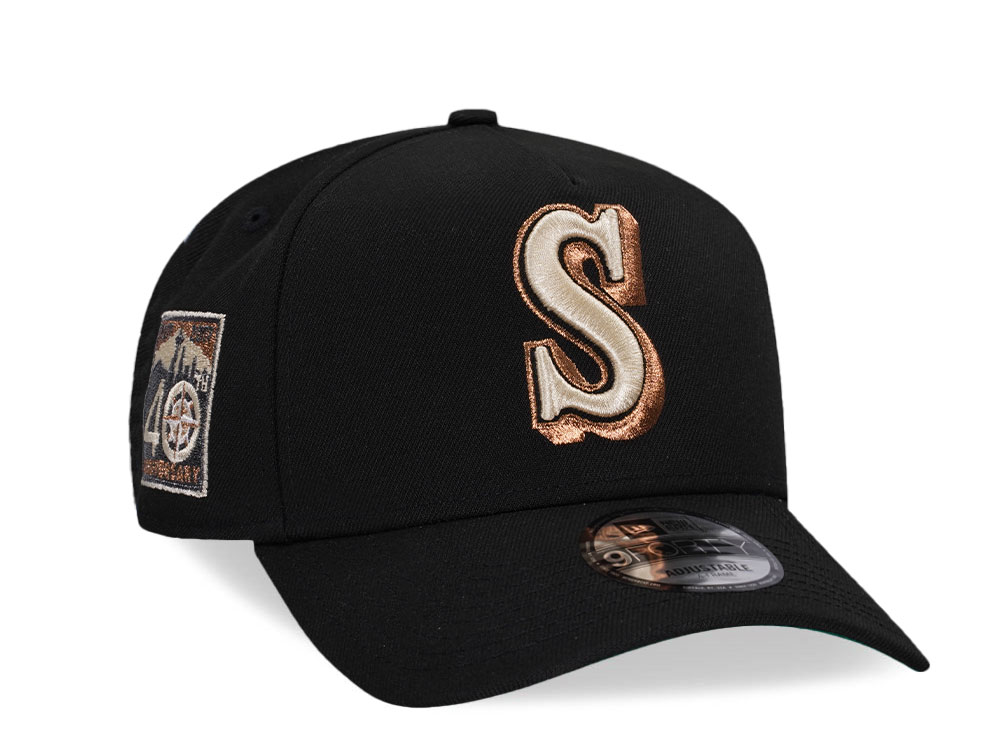 New Era Seattle Mariners 40th Anniversary Black Copper Edition 9Forty A Frame Snapback Gorra