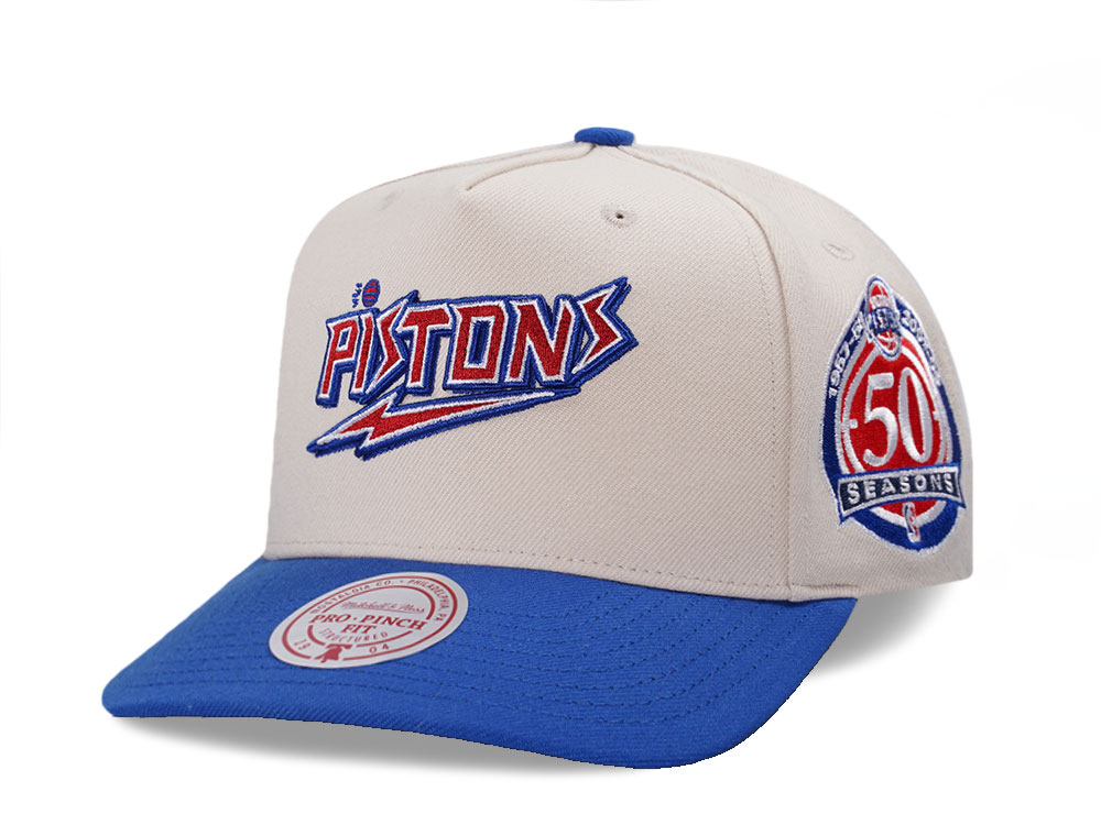 Mitchell & Ness Detroit Pistons 50 Seasons Two Tone Pro Pinch A Frame Snapback Gora