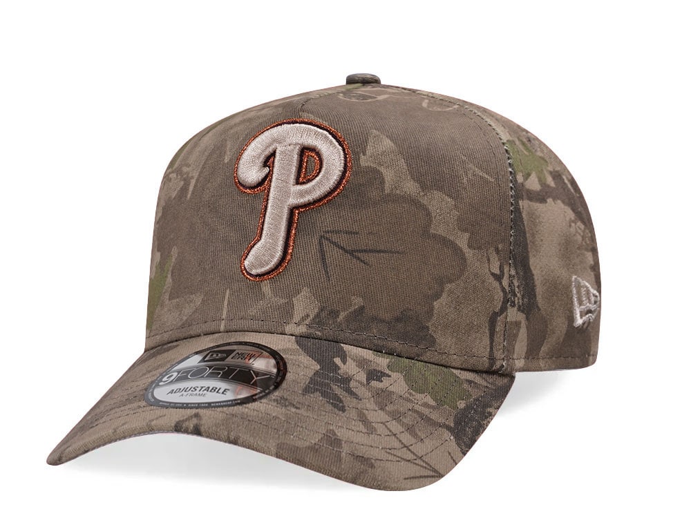 New Era Philadelphia Phillies Leaf Camo Copper 9Forty A Frame Snapback Gorra