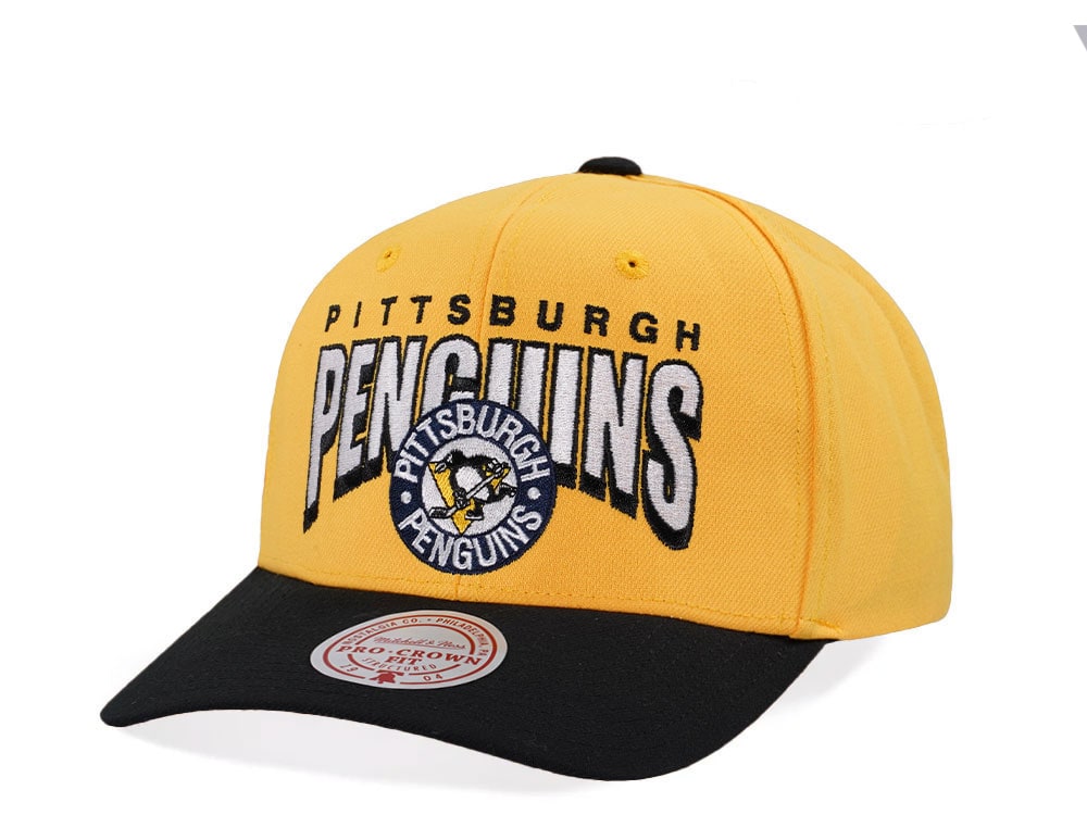 Mitchell & Ness Pittsburgh Penguins Pro Crown Fit Vintage Yellow Snapback Gorra