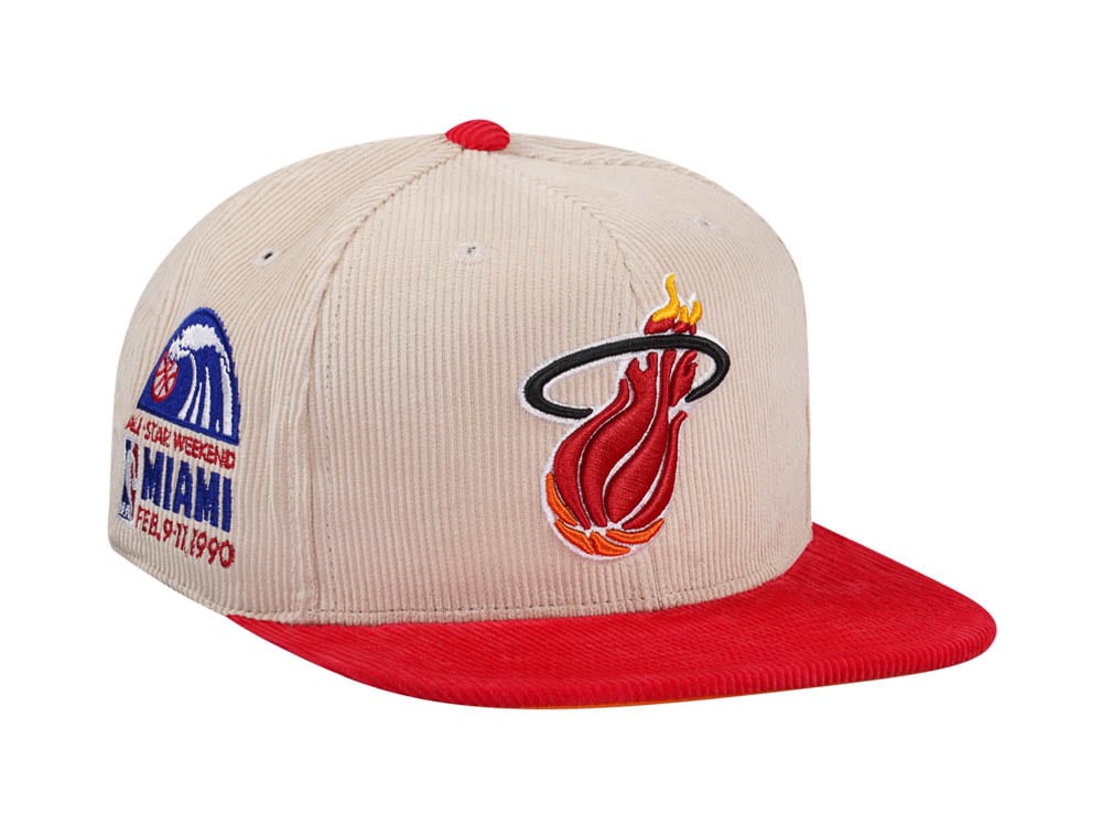 Mitchell & Ness Miami Heat All Star 1990 Two Tone Hardwood Classic Cord Edition Dynasty Fitted Gorra