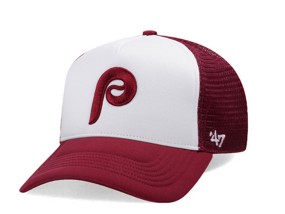 47Brand Philadelphia Phillies Cardinal Tri Tone Foam Offside Trucker Snapback Gorra