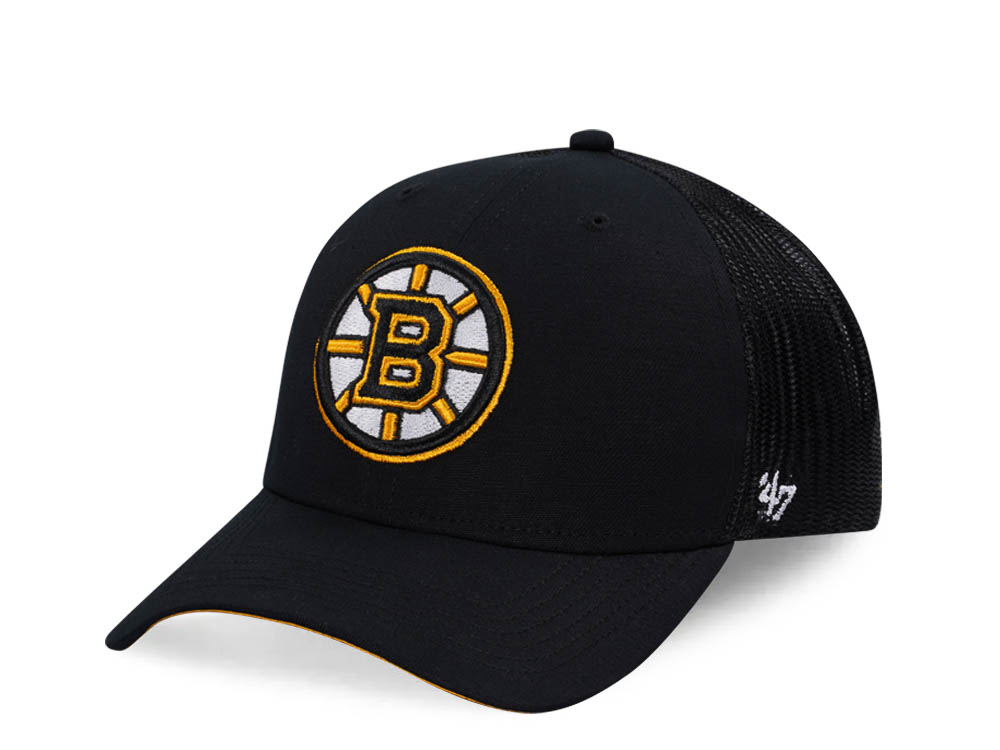 47Brand Boston Bruins Black Ballpark Trucker Snapback Gorra