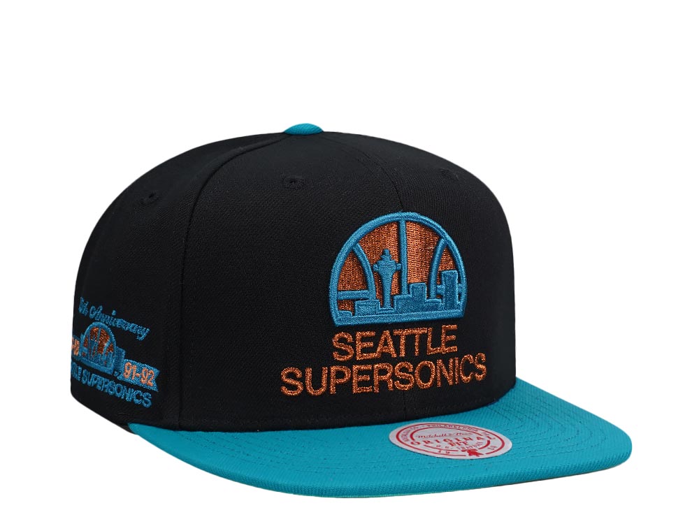 Mitchell & Ness Seattle Supersonics 25th Anniversary Make Cents Black Two Tone Hardwood Classic Snapback Gorra