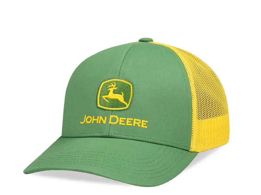 John Deere Logo Mesh Yellow Green Trucker Snapback Gorra