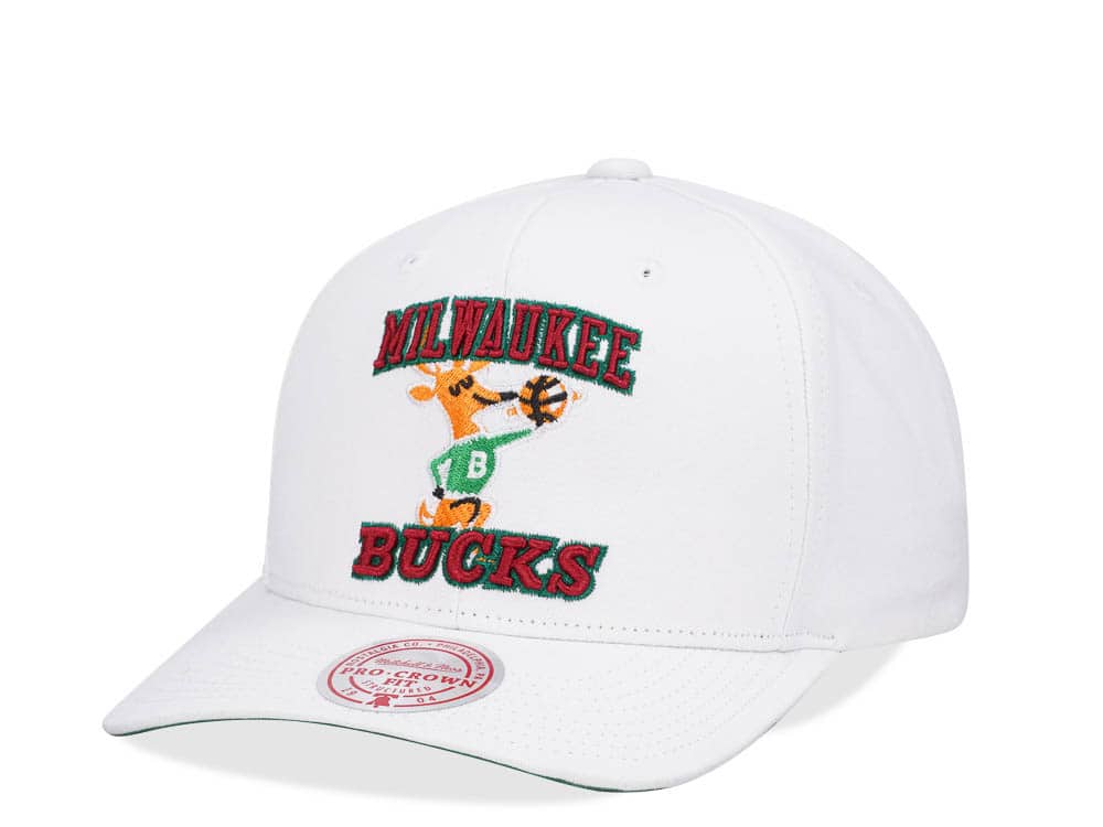 Mitchell & Ness Milwaukee Bucks All in Pro White Snapback Gorra