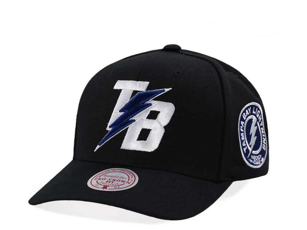 Mitchell & Ness Tampa Bay Lightning Pro Crown Fit Vintage Black Snapback Gorra