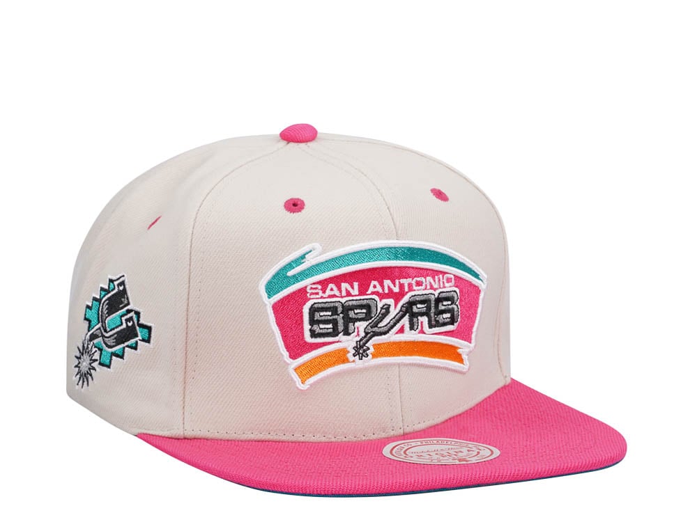 Mitchell & Ness San Antonio Spurs Sail Off White Two Tone Snapback Gorra