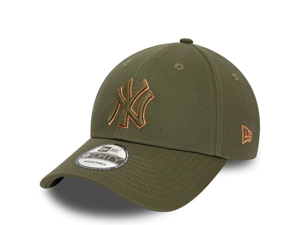 New Era New York Yankees Olive Metallic Outline Edition 9Forty Strapback Gorra